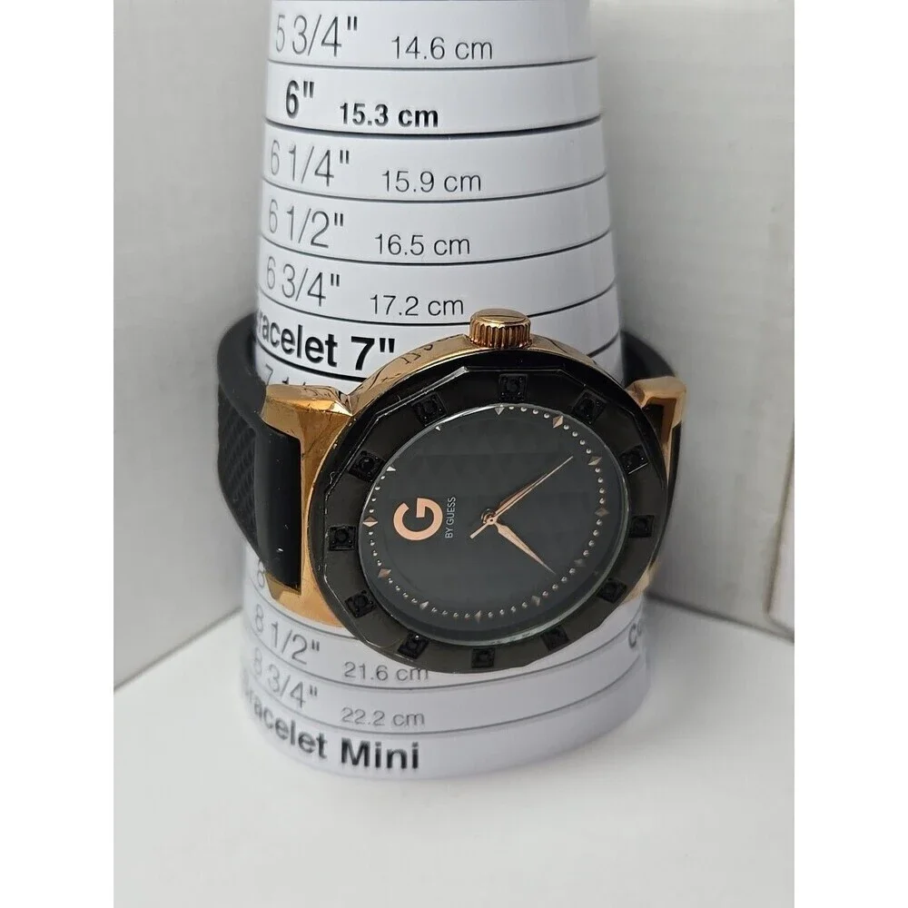 Mens G by GUESS  Black Rose Gold Watch G10438G1 New Battery